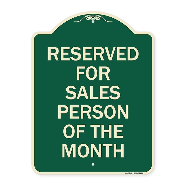 Reserved for Salesperson of Month Heavy-Gauge Aluminum Architectural Sign, 24" x 18", G-1824-23174